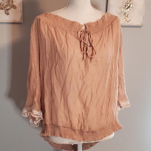 Charlotte Russe pink bohemian white lace blouse 2X - Picture 6 of 8